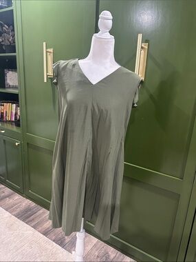 Olive V-Neck Flutter Sleeve Women's Top